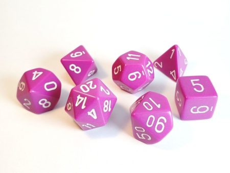 Chessex Opaque Light Purple white 7-Die Set For Sale