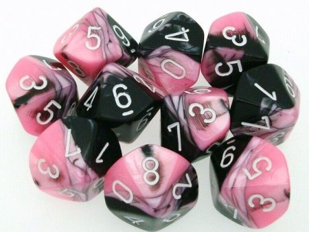 Chessex Gemini Black-Pink White Set of Ten d10s Online Hot Sale