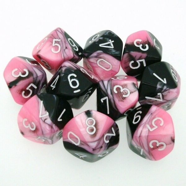 Chessex Gemini Black-Pink White Set of Ten d10s Online Hot Sale