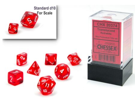 Chessex Mini Translucent Red White 7-Die Set on Sale