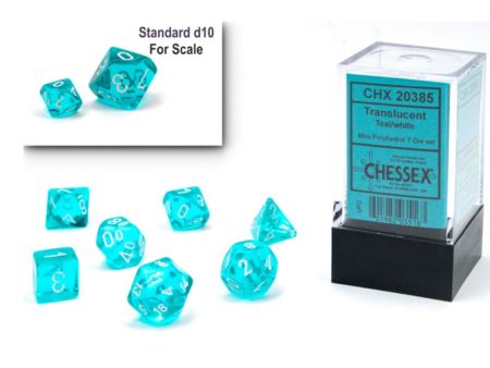 Chessex Translucent Mini Teal White 7-Die Set Discount