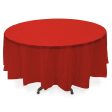 Apple Red Plastic Round Table Cover 84in For Sale