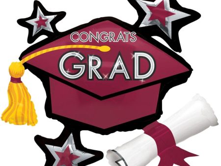 Congrats Graduation Berry Cluster SuperShape Balloon 78x73cm Supply